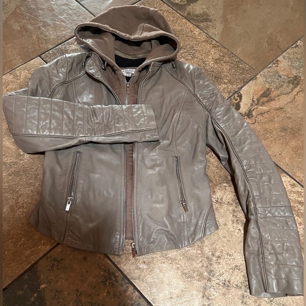 La marqué leather moto jacket.